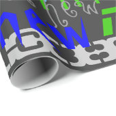 Gepersonaliseerde aangepaste naam Collage Blauw Ve Cadeaupapier (Rol Hoek)