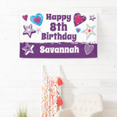 Gepersonaliseerde Aangepaste Naam Meisjes Gelukkig Spandoek (Insitu)