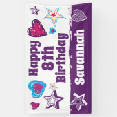 Gepersonaliseerde Aangepaste Naam Meisjes Gelukkig Spandoek (Verticaal)