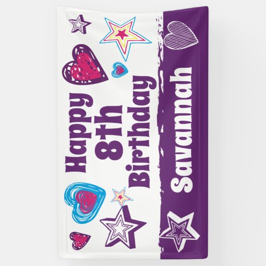 Gepersonaliseerde Aangepaste Naam Meisjes Gelukkig Spandoek (Verticaal)