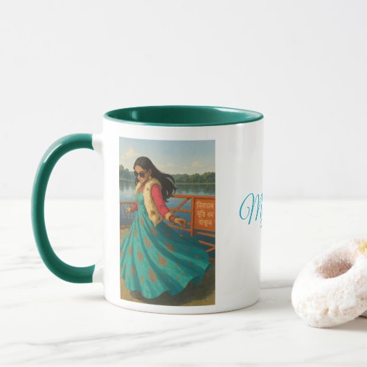 Gepersonaliseerde aangepaste naam  mok (Met donut)