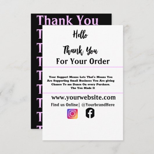 Gepersonaliseerde aangepaste naam monogram Visitek Bedankkaart (Voorkant / Achterkant)