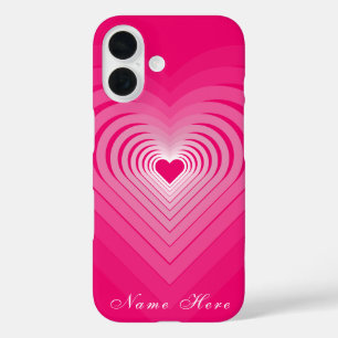 Gepersonaliseerde Aangepaste Naam Roze Hart iPhone 16 Hoesje