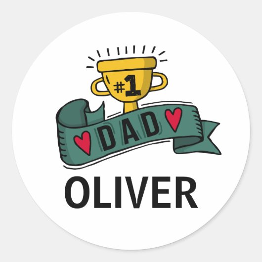 Gepersonaliseerde aangepaste naam Vaderdag | STICK Ronde Sticker (Voorkant)