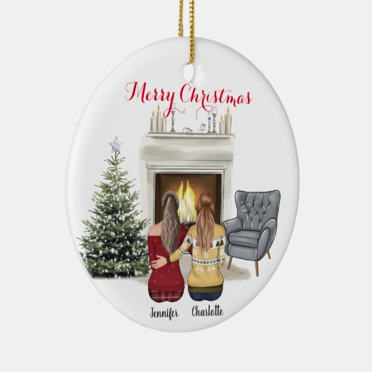 Gepersonaliseerde aangepaste naam voor Besties Keramisch Ornament (Rechts)