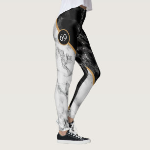 Gepersonaliseerde Aangepaste Nummer Marmeren Leggi Leggings