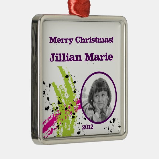 Gepersonaliseerde Aangepaste Ornament Roze Lime Gr (Rechts)