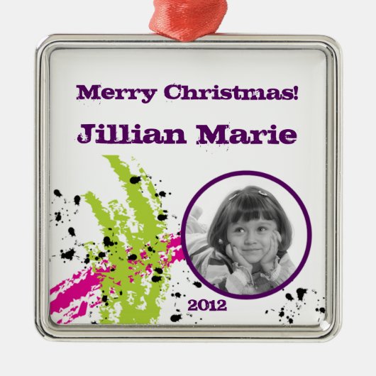 Gepersonaliseerde Aangepaste Ornament Roze Lime Gr (Voorkant)