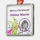 Gepersonaliseerde Aangepaste Ornament Roze Lime Gr (Links)