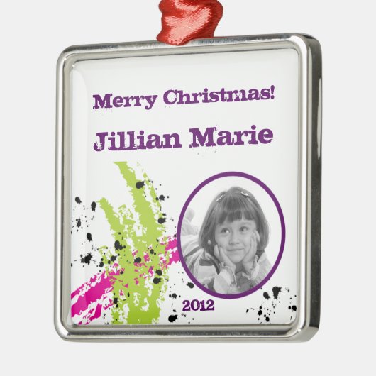 Gepersonaliseerde Aangepaste Ornament Roze Lime Gr (Links)