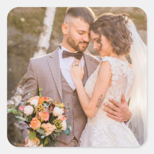 Gepersonaliseerde aangepaste paar foto vierkante sticker