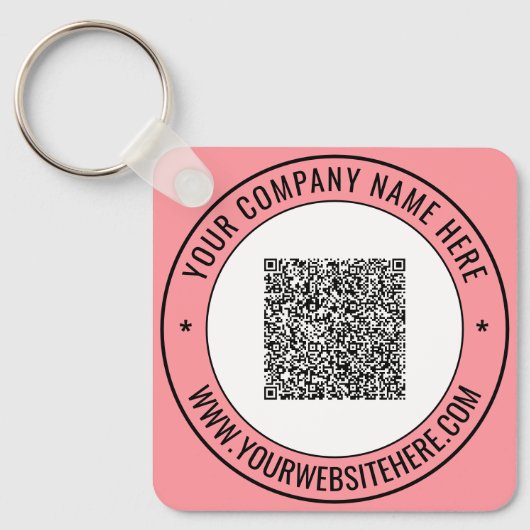 Gepersonaliseerde aangepaste QR-code tekst Busines Sleutelhanger (Voorkant)