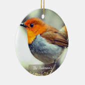 Gepersonaliseerde aangepaste Robin Bird Foto Keramisch Ornament (Rechts)