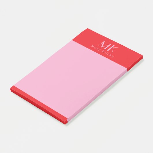 Gepersonaliseerde aangepaste rode roze minimalisti post-it® notes (Schuin)