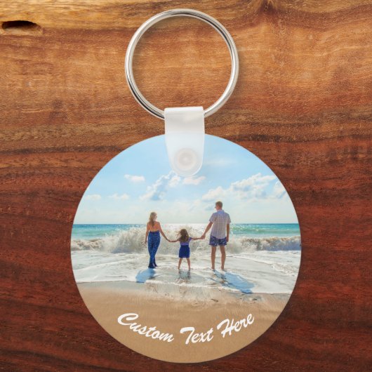 Gepersonaliseerde aangepaste tekst en familie foto sleutelhanger (Voorkant)