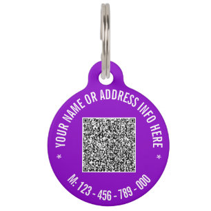 Gepersonaliseerde aangepaste tekst en QR-code Pet  Huisdierpenning