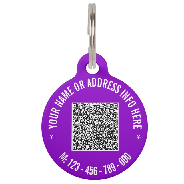 Gepersonaliseerde aangepaste tekst en QR-code Pet  Huisdierpenning (Achterkant)