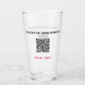 Gepersonaliseerde aangepaste tekst en QR-codeglas Glas (Voorkant)