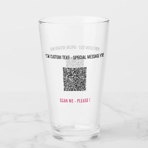 Gepersonaliseerde aangepaste tekst en QR-codeglas Glas