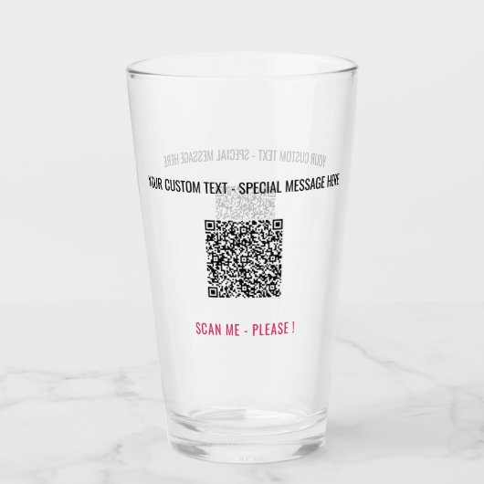 Gepersonaliseerde aangepaste tekst en QR-codeglas Glas (Voorkant)