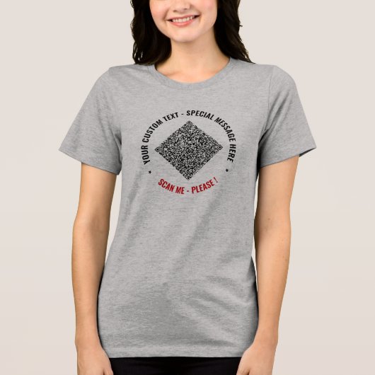 Gepersonaliseerde aangepaste tekst en uw QR-codevo Tri-Blend Shirt (Voorkant)