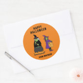 Gepersonaliseerde aangepaste tekst Gelukkig Hallow Ronde Sticker (Envelop)