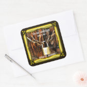 Gepersonaliseerde aangepaste tekst hangslot en ket vierkante sticker (Envelop)