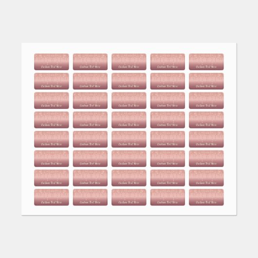 Gepersonaliseerde aangepaste tekst Roos Gold Glitt Labels (Vel)