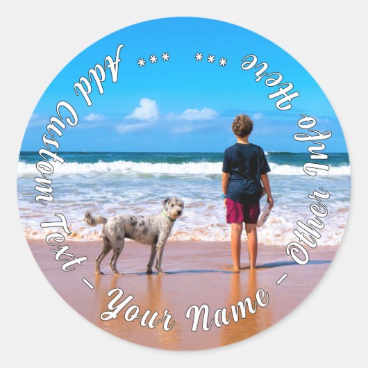 Gepersonaliseerde aangepaste tekst Uw Pet Photo St Ronde Sticker (Voorkant)