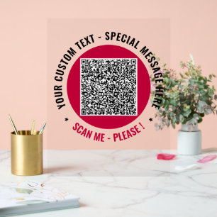 Gepersonaliseerde aangepaste tekst Uw QR-code Acry Acryl Bord