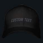 Gepersonaliseerde aangepaste tekst Zwart Grijs Uw  Geborduurde Pet<br><div class="desc">Creëer uw eigen aangepaste look met deze stijlvolle zwart-grijs geborduurde honkbal pet. Voeg uw unieke touch toe door deze te personaliseren met uw eigen tekst, of het nu gaat om een naam, een speciaal bericht of een gedenkwaardige quote. Dit klassieke pet heeft een tijdloos kleurenpalet van zwart en grijs, waardoor...</div>