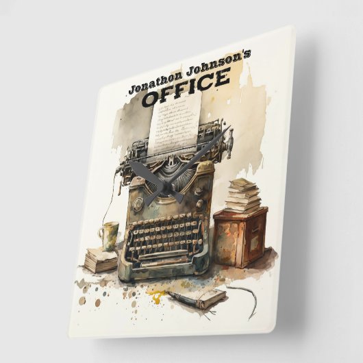 Gepersonaliseerde aangepaste typemachine wandklok (Hoek)