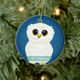 Gepersonaliseerde aangepaste Uil Vogel Foto Keramisch Ornament