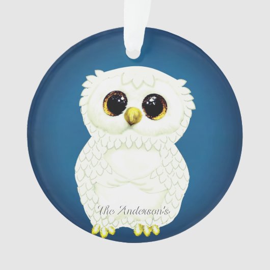 Gepersonaliseerde aangepaste Uil Vogel Foto Ornament (voorkant)