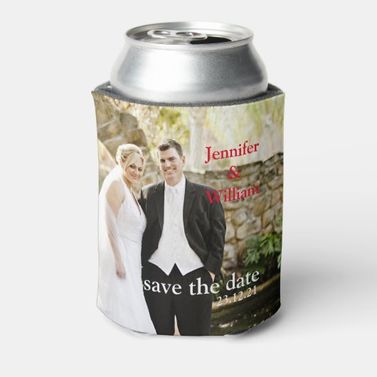 Gepersonaliseerde aangepaste uw eigen bruiloft fot blikjeskoeler (Blikje Achterkant)