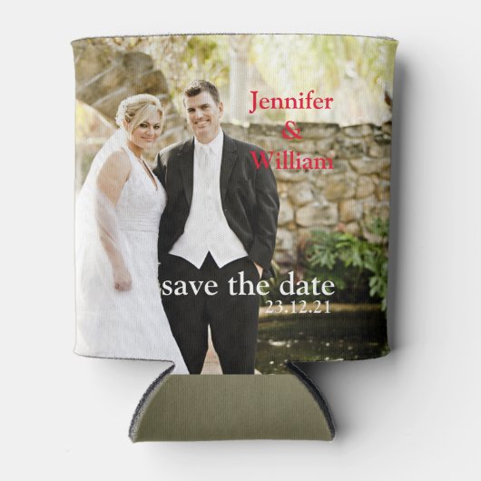 Gepersonaliseerde aangepaste uw eigen bruiloft fot blikjeskoeler (Voorkant)