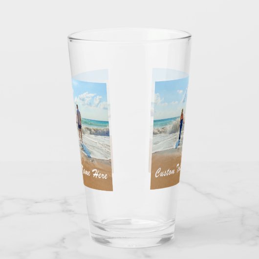 Gepersonaliseerde Aangepaste Uw Foto en Tekstglas Glas (Links)