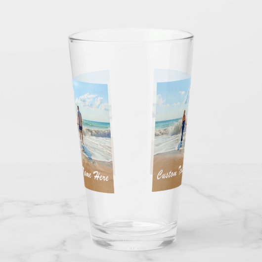 Gepersonaliseerde Aangepaste Uw Foto en Tekstglas Glas (Rechts)