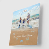 Gepersonaliseerde Aangepaste Uw Foto en Tekstklok Vierkante Klok (Hoek)