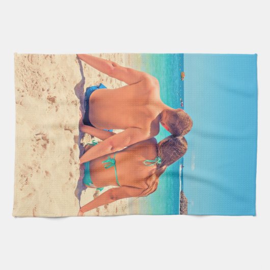 Gepersonaliseerde aangepaste uw foto keukenhanddoe theedoek (Horizontaal)