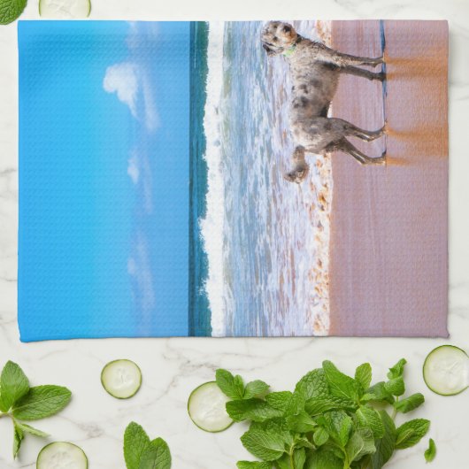 Gepersonaliseerde aangepaste uw huisdier foto keuk theedoek (Gevouwen)