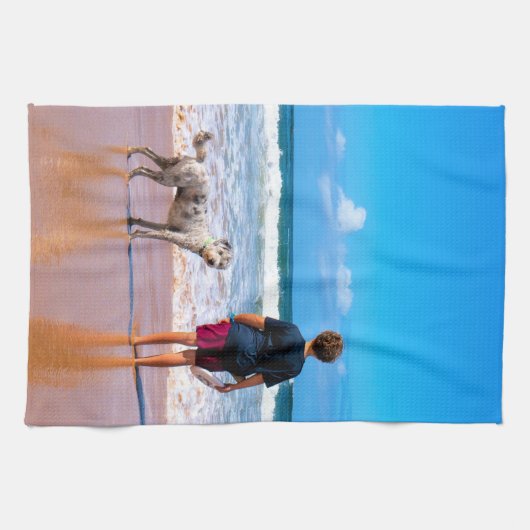 Gepersonaliseerde aangepaste uw huisdier foto keuk theedoek (Horizontaal)