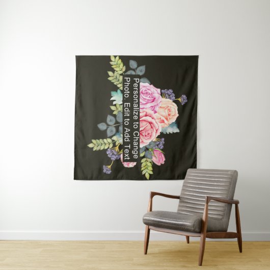 Gepersonaliseerde aangepaste uw kunstwerkfoto Teks Wandkleed (In Situ (horizontaal))