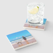 Gepersonaliseerde Aangepaste Uw Pet Photo Stone On Stenen Onderzetter (Zijkant)