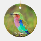 Gepersonaliseerde aangepaste veelkleurige vogelfot keramisch ornament (Voorkant)