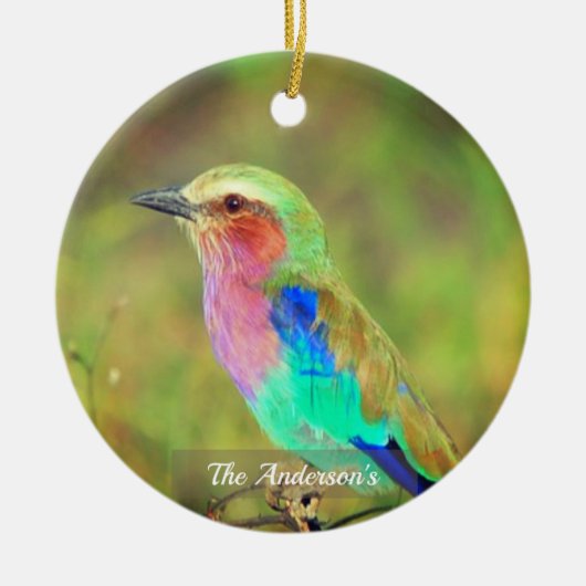 Gepersonaliseerde aangepaste veelkleurige vogelfot keramisch ornament (Voorkant)