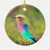 Gepersonaliseerde aangepaste veelkleurige vogelfot keramisch ornament (Achterkant)