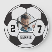 Gepersonaliseerde aangepaste voetbal speler sportt grote klok (Voorkant)