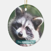 Gepersonaliseerde aangepaste wasbeer foto keramisch ornament (Links)