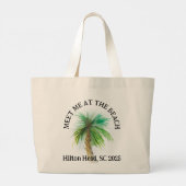 Gepersonaliseerde Aangepaste waterverf Palm Tree C Grote Tote Bag (Achterkant)
